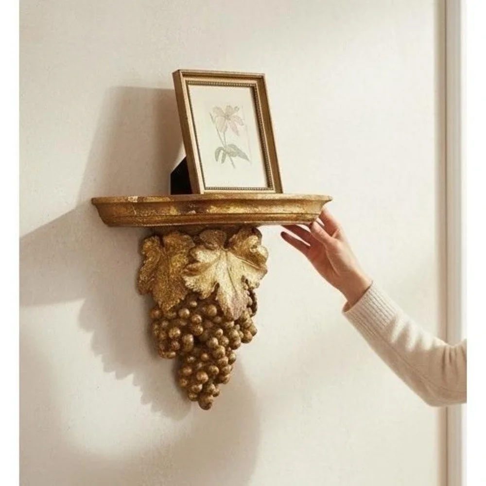 Vintage Sconce Gold Gilt Grape Corbel Shelf Tuscan Regency 11